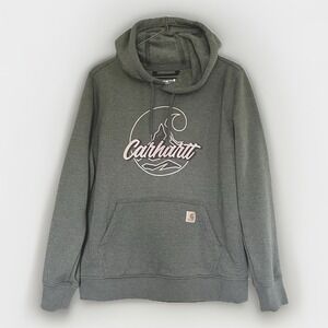 Carhartt Gray Hoodie with Pink Logo